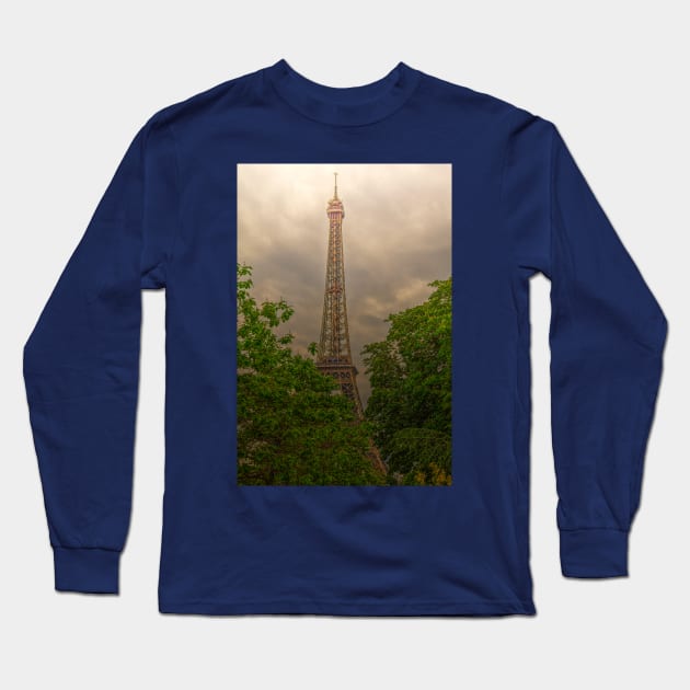 Eiffel Tower, Paris Between The Trees Long Sleeve T-Shirt by tommysphotos